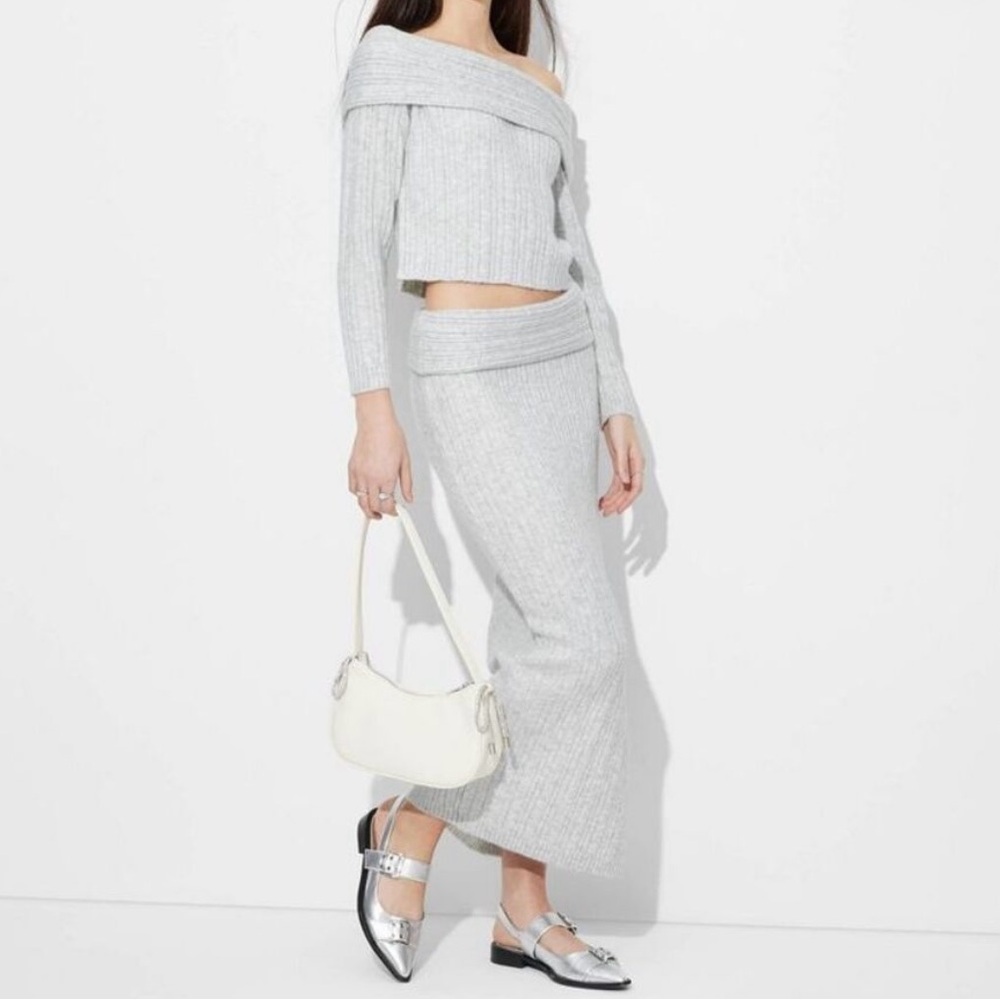 Stylish Gray Knit Two-Piece Set